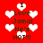 Red background with white heart shapes and repeated text 'I Love Jamal He's HOT!!!' in dark brown pixelated font.