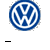 Blue circular Volkswagen logo with white stylized 'V' and 'W' letters on gray background, two instances with text below.