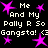 Black background with repeated white text and pink star shapes arranged in a pattern