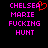 Pixelated text in bright pink on black background with red heart symbol above 'CHELSEA' on left side.