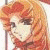 Pixelated anime-style girl with orange hair and white face, side profile against green background with 'Original Icons .com' text.