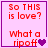 Four display red text on pink background with purple border; each shows "So THIS is love? What a ripoff" and heart symbols changing across frames