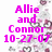 Pixelated text in bright magenta reads 'Allie and Connor 10-27-07' over a blurred background of indistinct shapes.