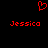 Red pixelated heart symbol above two instances of the name "Jessica" in red pixelated text on a black background.
