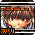 Pixelated character face with brown hair and orange eyes, wearing a checkered shirt under an orange collar, labeled 'goku' in orange text below.