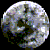 A circular icon transitions from a textured moon-like surface to an abstract blue geometric pattern with interlocking loops.
