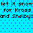 Static pixel art with repeating text on a blue background featuring small dark dots.