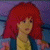 A 50x50 pixel animated buddy icon featuring a cartoon character with red hair on the left and green text reading "Original Icons .com" on the right against a dark background.