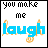 A 4x3 contact sheet of 12 animated frames showing the phrase "you make me laugh" in various colorful fonts and styles with small pink hearts, arranged left-to-right top-to-bottom.