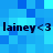 Blue pixelated background with repeated text 'laineys<3' in dark blue font across two