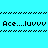 Pixelated text 'Ace...luvvv' appears in black on cyan background with blue rectangular overlays shifting position across frames.