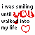 pixelated text and heart icons showing the phrase "i was smiling until you walked into my life" with red hearts in various states