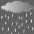 A 4x4 contact sheet of a weather-themed animated icon showing rain transitioning to sunshine with text elements, rendered in pixel art style.