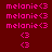 Static image with repeated pink text and symbols on dark red background, showing multiple instances of 'melanie<3' and '<3'