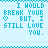 A 48x48 pixel animated contact sheet showing two frames of a text-based buddy icon with cyan pixelated text on light blue background, displaying the phrase "I WOULD BREAK YOUR HEART BUT, I STILL LOVE YOU."