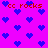 A static pixel art image with a bright pink background filled with blue heart shapes and red text reading "cc rocks" in multiple locations.