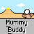 Pixel art animation of a mummy character holding a magnifying glass in a desert landscape with pyramids and clouds, transitioning to a crumbling mummy figure.