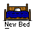Pixel art animation of a character on a bed with blue sheets and a white pillow, showing sequential changes in position and posture.