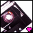 A 48x48 pixel animated buddy icon showing a close-up of an anime-style character's eye with a pink heart and white heart animation change.