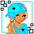 Pixel art buddy icon featuring a blonde character in blue attire with star accents and green text reading "Original Icons .com" on the right side.