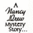 A static image displays text elements including 'nancy drew', 'a nancy drew mystery story...', and 'The sleuth we always knew' in black pixelated font on white background.