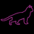 Two pixelated neon cat silhouettes in purple and magenta on black background, left frame shows static outline, right frame shows glowing animation effect.