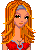 Pixel art contact sheet showing a red-haired female character in multiple frames with text reading "I'm not your Average Redhead" and decorative flower icons.