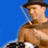 A 3x3 contact sheet of animated frames showing a band member playing drums with red asterisk symbols in the center and corners, against a blue background.