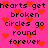 Pixelated text and orange hearts on a bright pink background with repeated phrases.