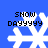 Four white snowflake icons on blue background with black text "SHOW DAYYYYY" above each, varying in pixelation and shape across frames.