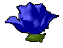 A blue flower with green leaves and brown stems appears in nine positions, each showing slight variations in petal shape and leaf orientation against a gray background