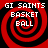 Four identical red and black spiral-patterned icons with white text reading "GI SAINTS BASKET BALL" arranged in a