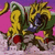 Two pixelated anime-style characters in dynamic poses against a purple and pink gradient background, one with yellow hair and green clothing, the other with spiky yellow hair and dark clothing.