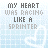 A light blue background with repeated white heart outlines and text reading "MY HEART WAS RACING LIKE A SPRINTER" in gray pixelated font