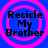 Four identical pixelated icons arranged in a , each displaying "Recicle My Brother" text over concentric pink circles on blue background