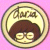 Static circular AIM buddy icon featuring a cartoon character with brown hair and glasses inside a yellow border, set against a pink background.