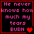 Black background with pink pixelated text reading "He never knows how much my tears BURN" and red heart symbols changing across frames.