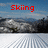 A four- shows a snowy mountain landscape with ski tracks; red text reads 'Skiing is Life' , where the right 's background changes from blue sky to gray