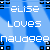 Pixelated text repeats across a blue gradient background with alternating black and white lettering.