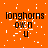 Orange background with white pixel noise; black text 'longhorns' above 'own u'; repeated