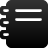 Black rounded rectangle with two horizontal white bars and five white vertical bars on the left side, all on a gray background.