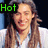 A person with long brown hair in a white shirt appears across four , each showing different placement of the word 'Hot' as green text on black backgrounds
