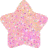 Three pink star-shaped icons with pixelated glitter effects on a gray background, arranged in a triangular layout.