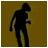 Silhouette animation of a figure performing a sequence of dance moves against a solid brown background.