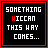 Six identical black square with red borders display white text reading "SOMETHING HICCAN THIS WAY COMES..." where the 'I' in 'HICCAN' changes color across frames
