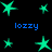 Green star-shaped icons and blue text 'lozzy' arranged in a on a black background with no visible animation changes