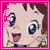 Pixelated cartoon character with large blue eyes, brown hair, and a pink border; text "HARIS" vertically on left and "FAN" vertically on right.