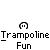A 4x4 contact sheet of 16 animated frames showing a pixelated character on a trampoline with repeated text "Trampoline Fun" below each frame.