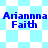 Blue text 'Arianna Faith' appears on a light blue and white checkered background with pixelated edges.