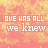 A static image with repeating text 'LOVE HAS ALL WE KNEW' over a pink and yellow gradient background, featuring small white heart symbols.